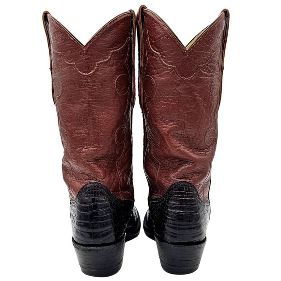 Custom Caiman Belly Cowboy Boots Mens 8.5E Brown Cherry 1 Pc Vamp Texas Western - Picture 5 of 16